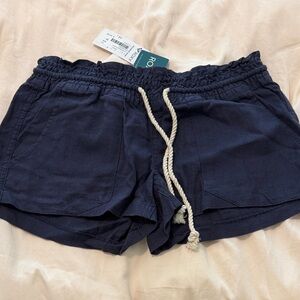 Roxy Navy Elastic Waist Drawstring Shorts